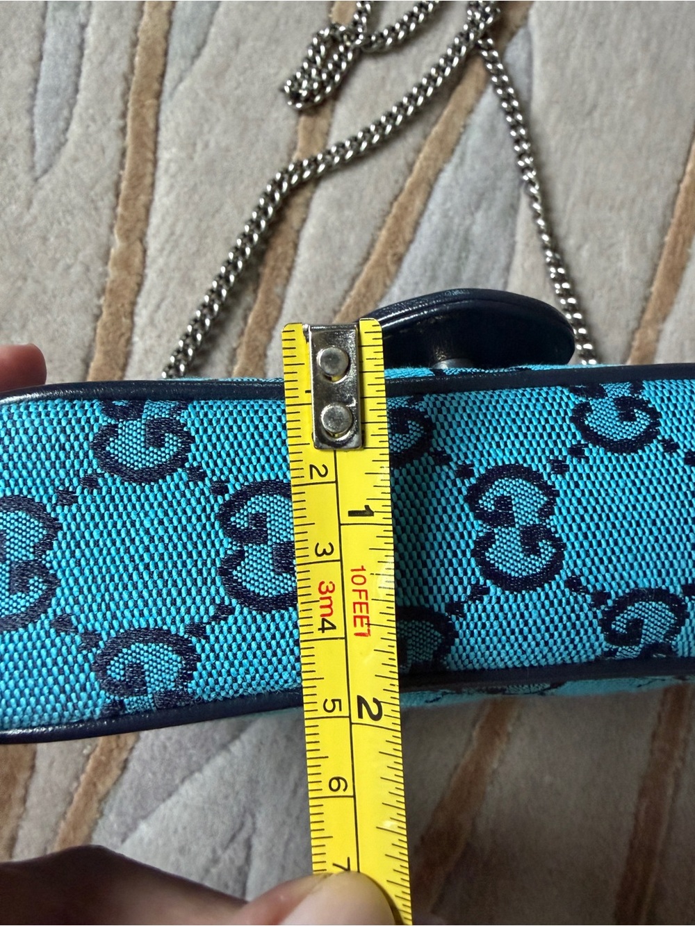 Gucci Turquoise GG Marmont Mini Crossbody Bag - Picture 15 of 16